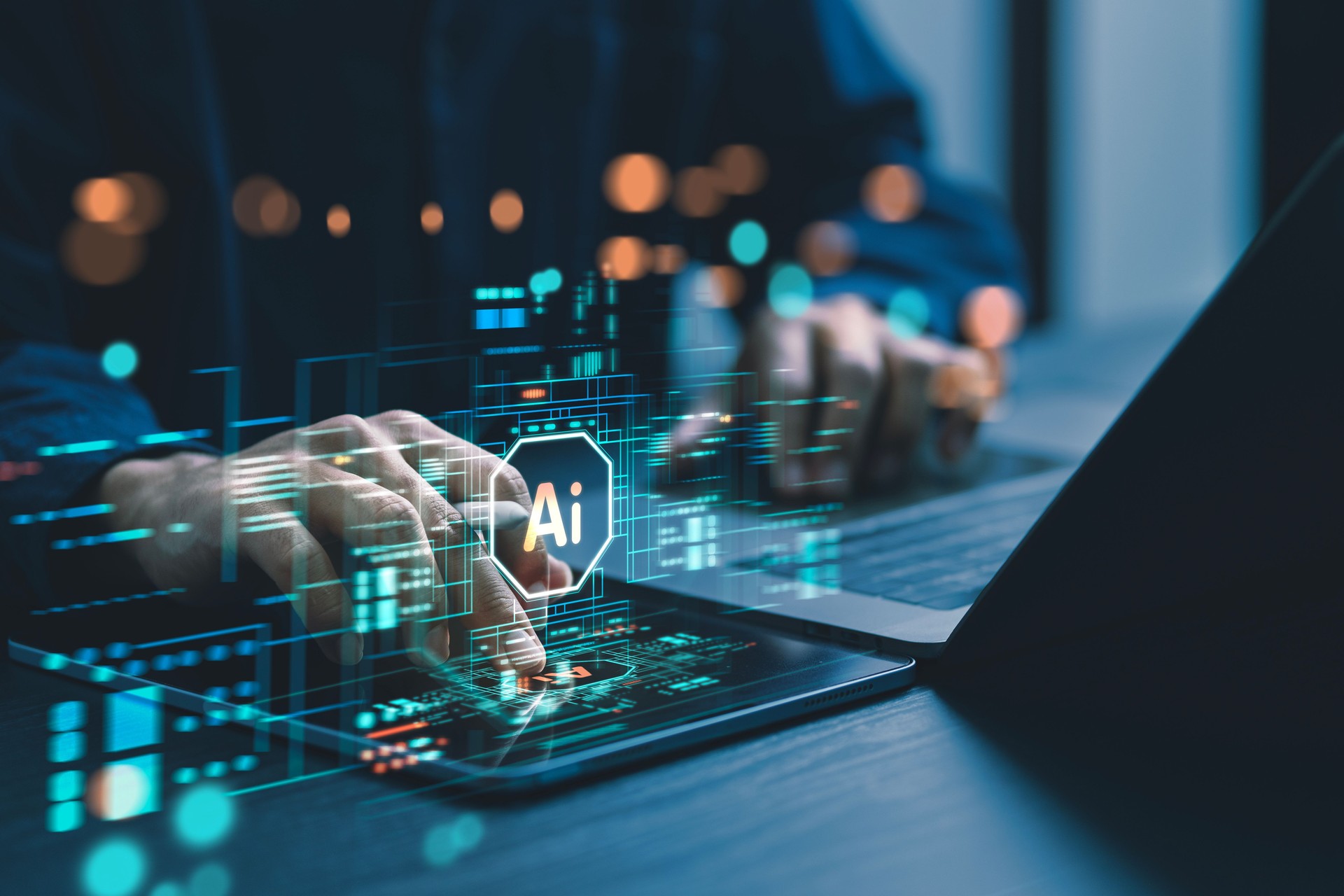 Los seres humanos están utilizando computadoras portátiles y computadoras para interactuar con la IA, ayudándolos a crear, codificar, entrenar IA o analizar grandes cantidades de datos con tecnología rápida y de vanguardia.